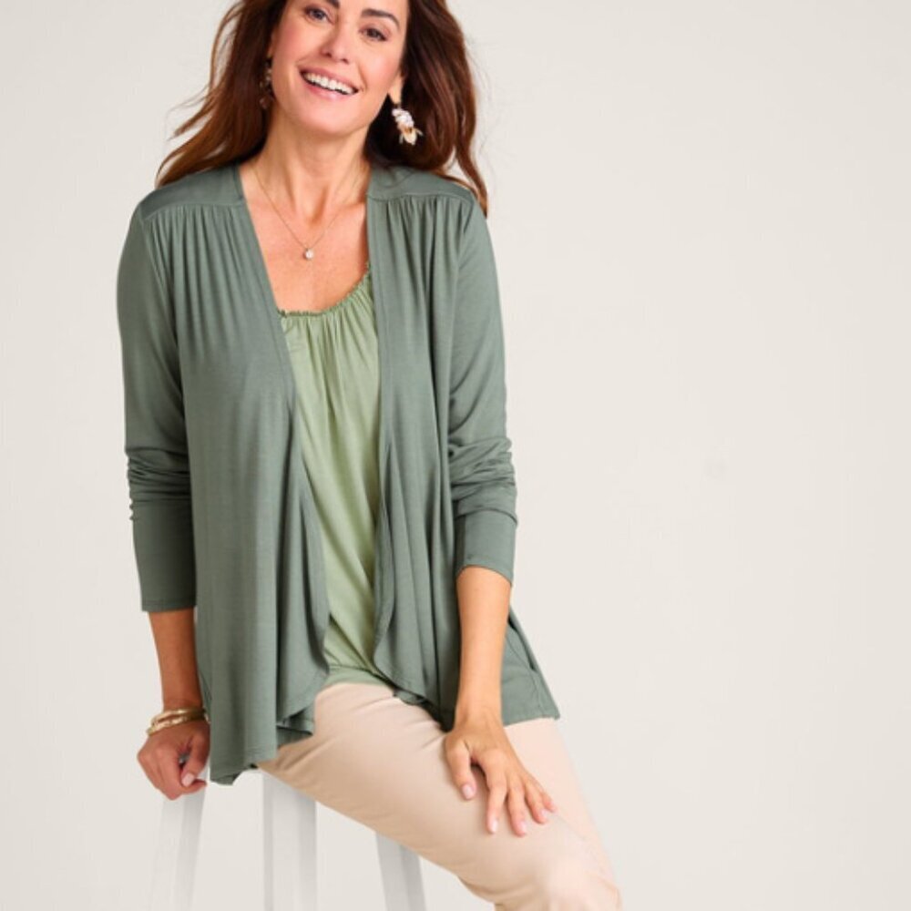 Soft Surroundings Drapey Topper Cardigan In Green Size 1X